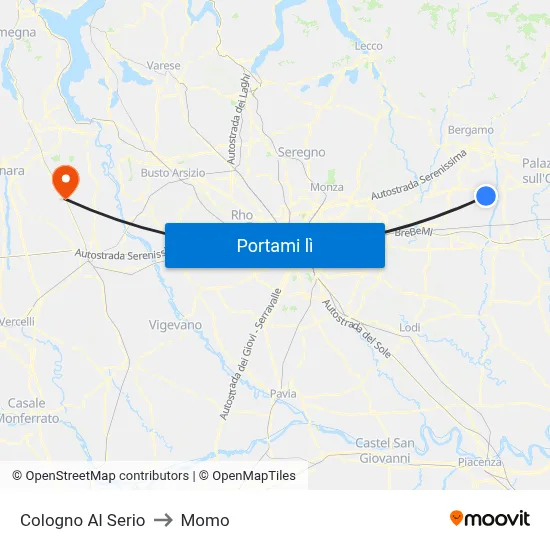Cologno Al Serio to Momo map