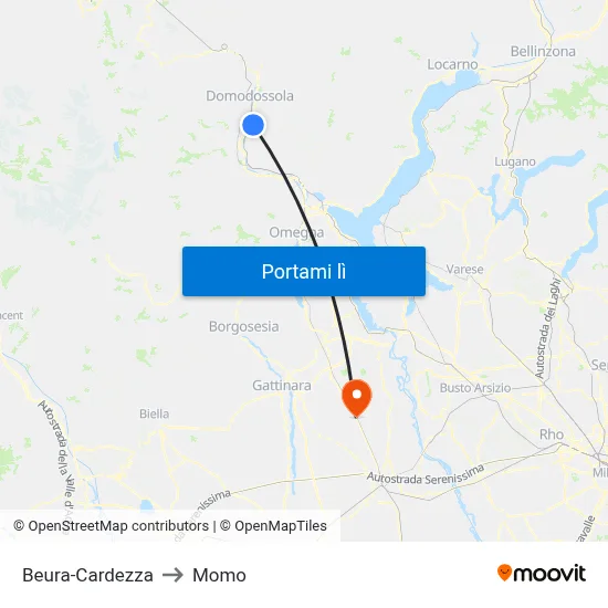 Beura-Cardezza to Momo map