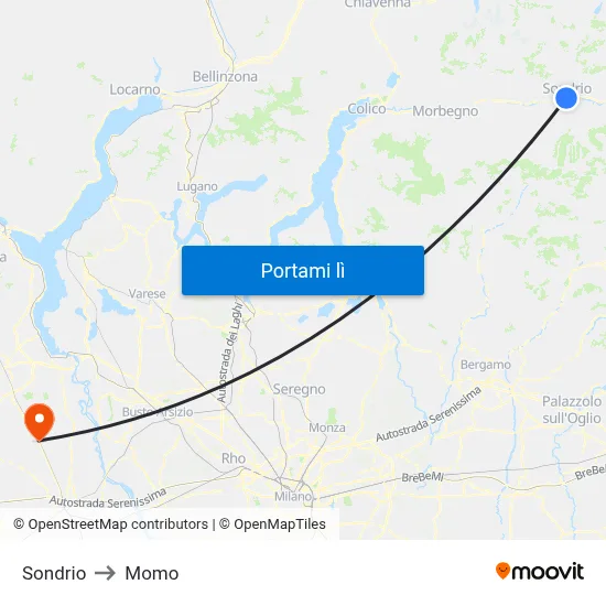 Sondrio to Momo map