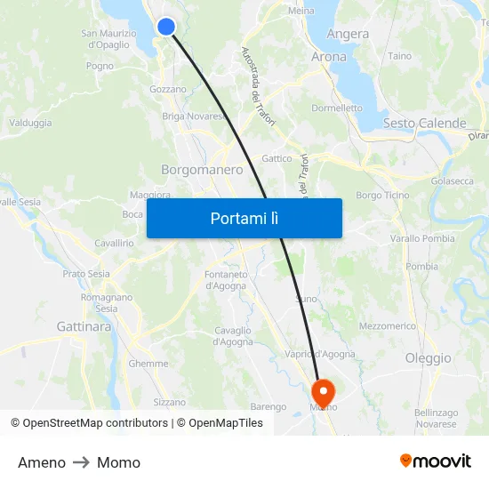 Ameno to Momo map