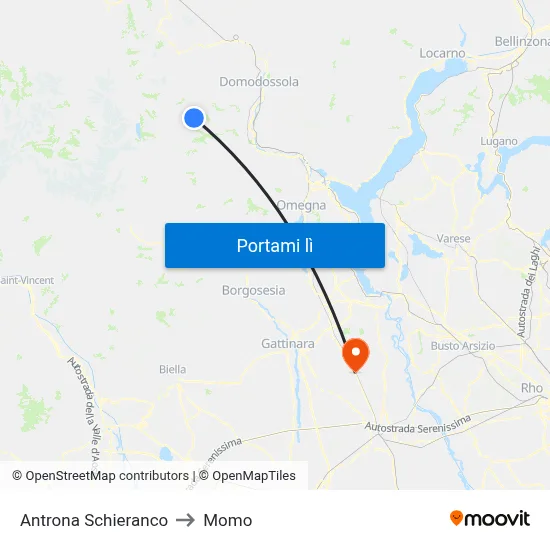 Antrona Schieranco to Momo map