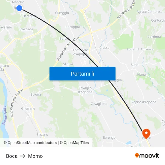 Boca to Momo map