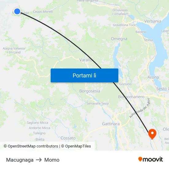 Macugnaga to Momo map