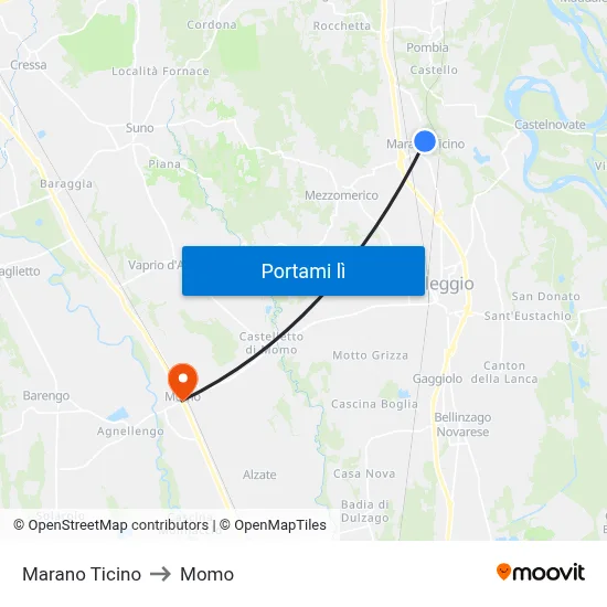 Marano Ticino to Momo map