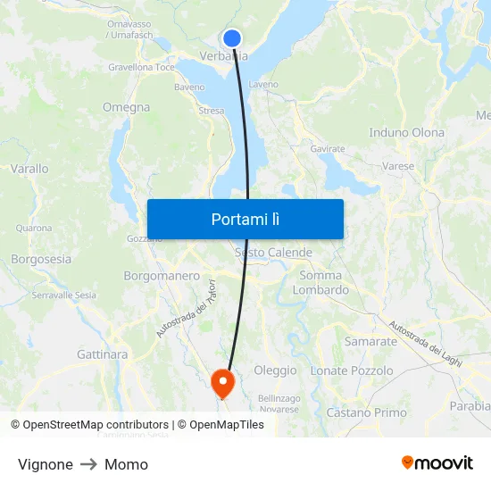 Vignone to Momo map