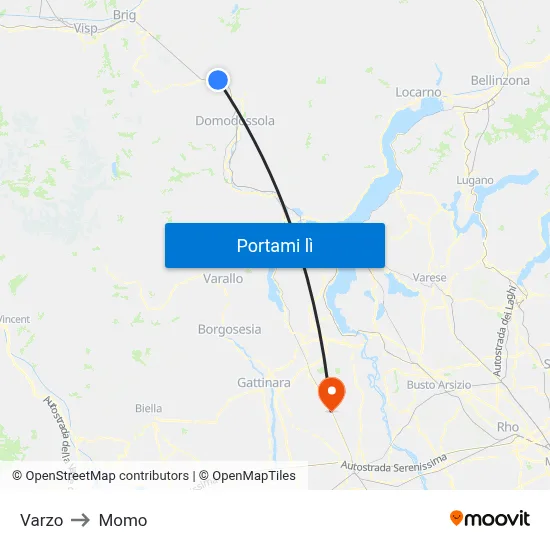 Varzo to Momo map