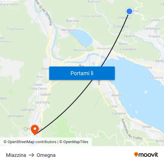 Miazzina to Omegna map