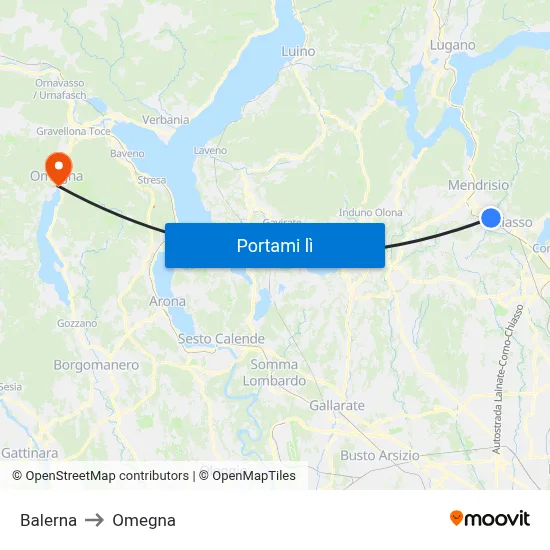 Balerna to Omegna map