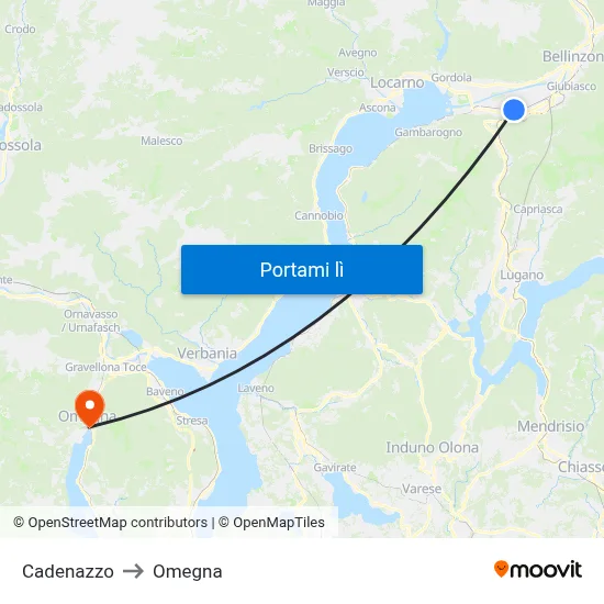 Cadenazzo to Omegna map