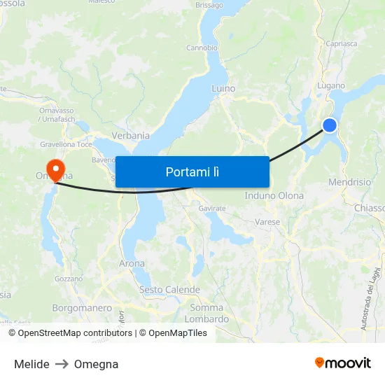 Melide to Omegna map