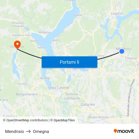 Mendrisio to Omegna map