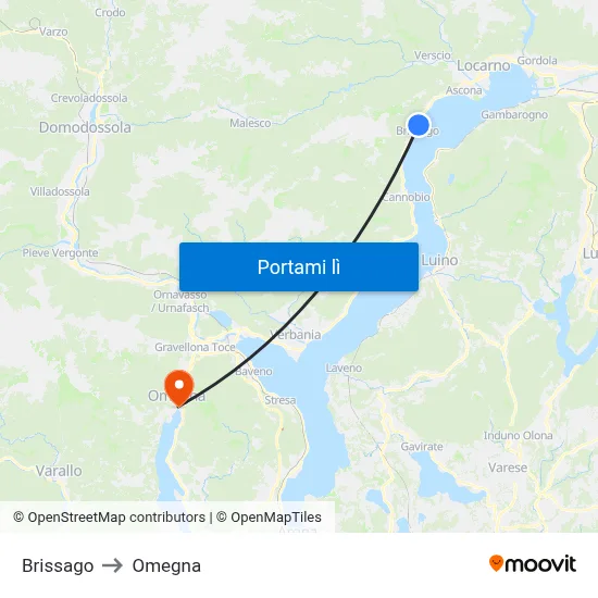 Brissago to Omegna map