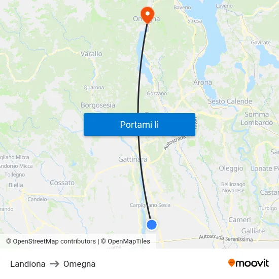 Landiona to Omegna map