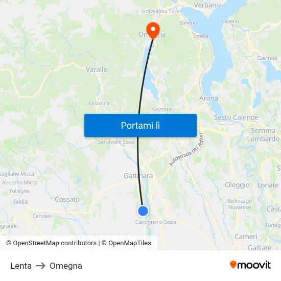 Lenta to Omegna map