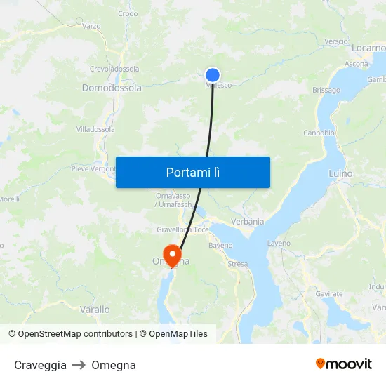 Craveggia to Omegna map