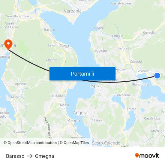 Barasso to Omegna map
