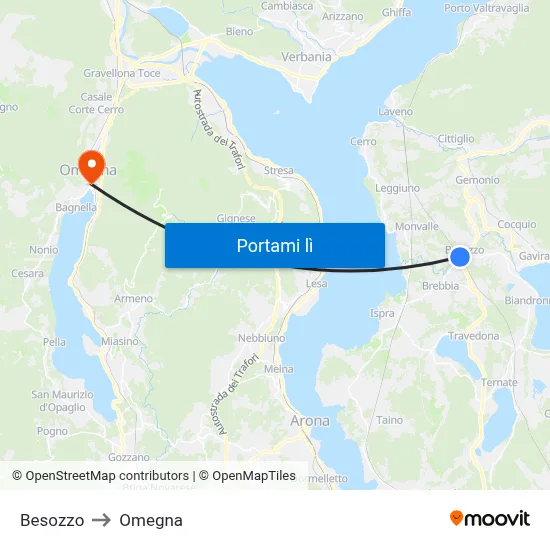 Besozzo to Omegna map