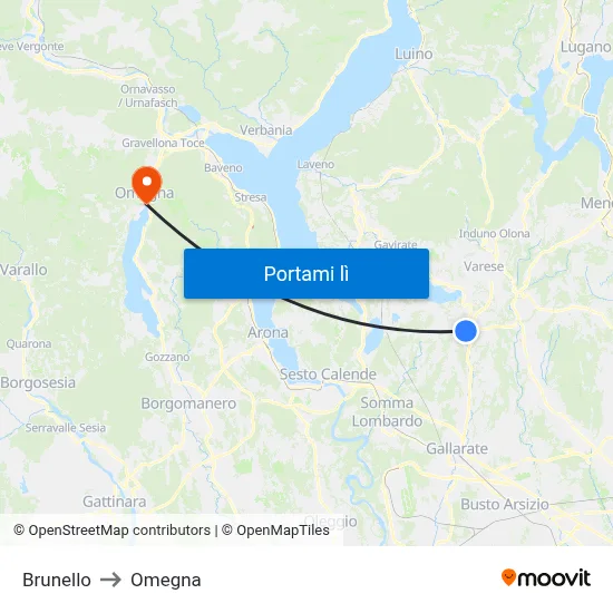 Brunello to Omegna map
