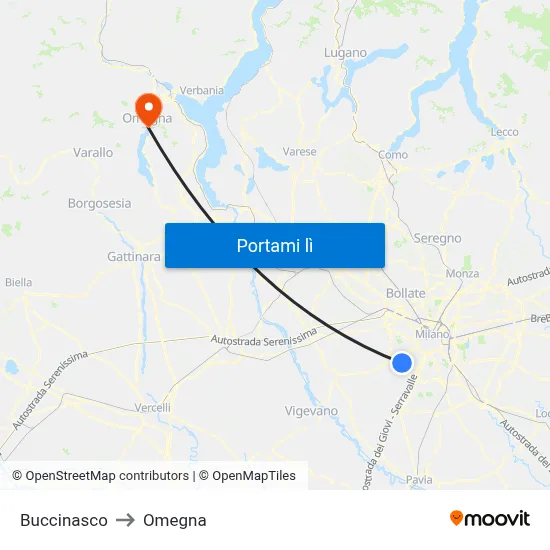 Buccinasco to Omegna map