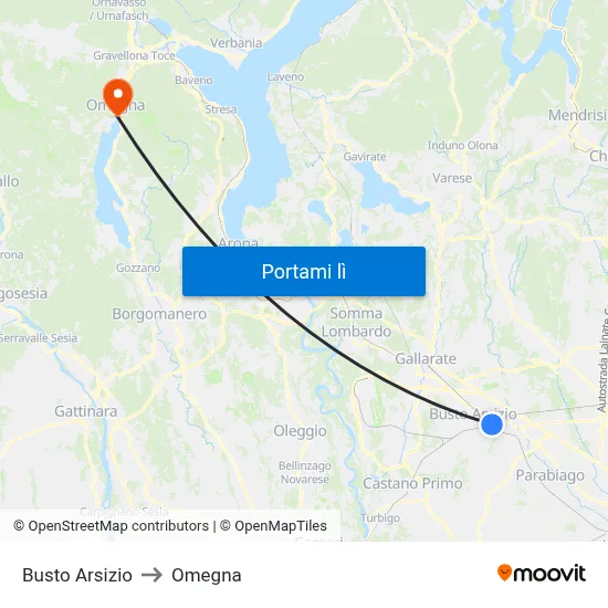 Busto Arsizio to Omegna map