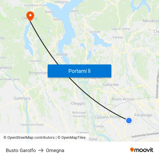 Busto Garolfo to Omegna map