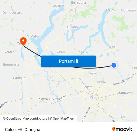 Calco to Omegna map