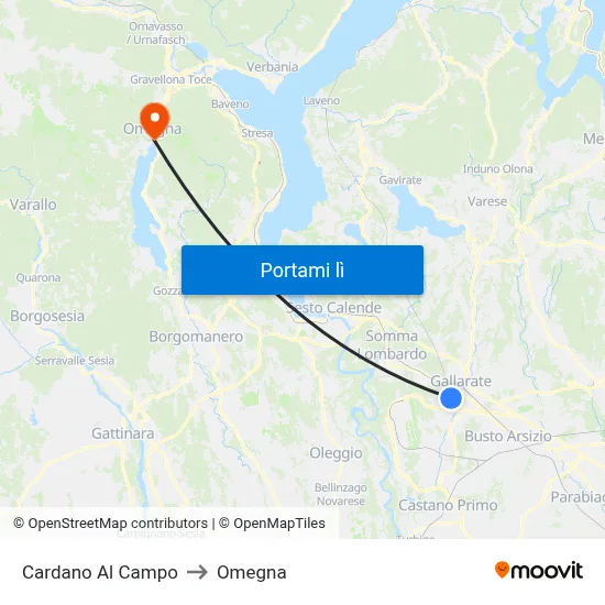 Cardano Al Campo to Omegna map