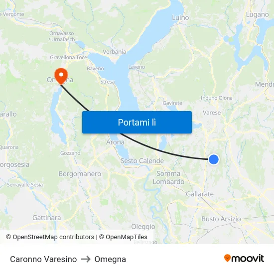 Caronno Varesino to Omegna map