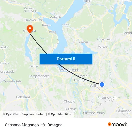 Cassano Magnago to Omegna map