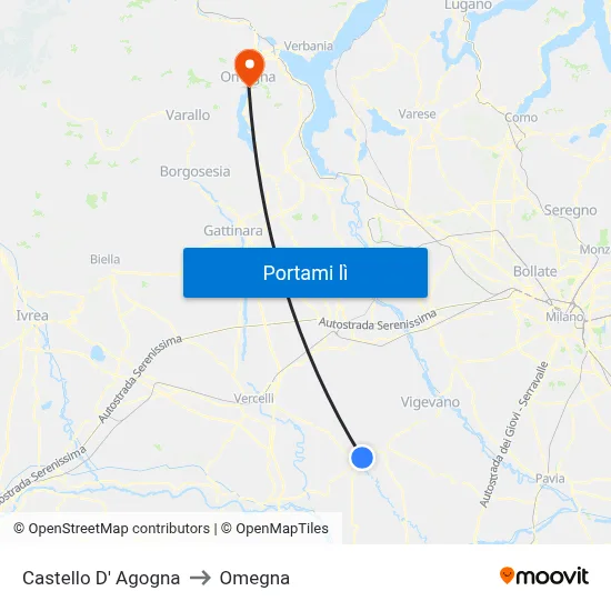 Castello D' Agogna to Omegna map