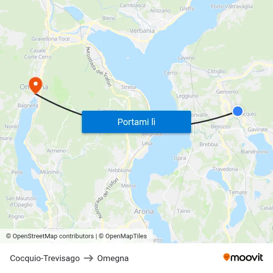 Cocquio-Trevisago to Omegna map