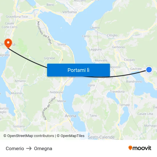 Comerio to Omegna map