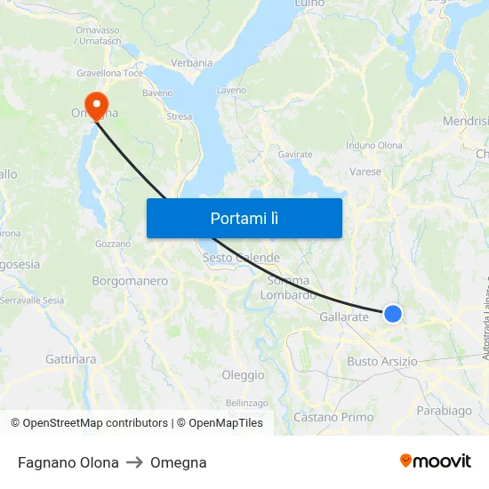 Fagnano Olona to Omegna map