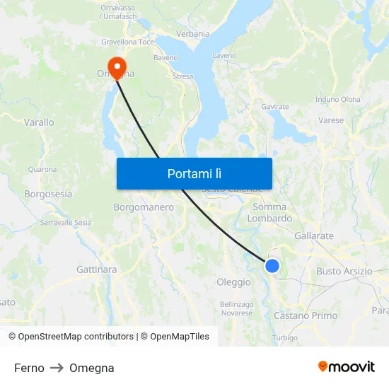 Ferno to Omegna map