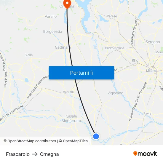 Frascarolo to Omegna map