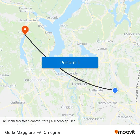 Gorla Maggiore to Omegna map
