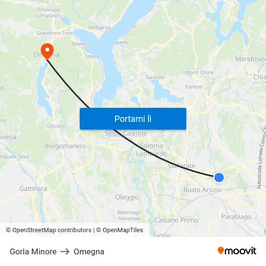 Gorla Minore to Omegna map