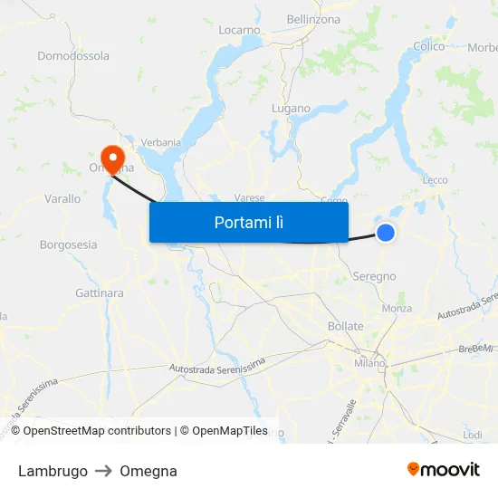 Lambrugo to Omegna map
