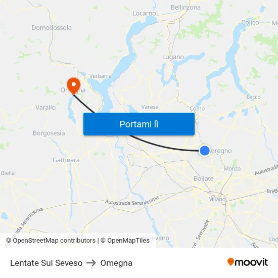 Lentate Sul Seveso to Omegna map