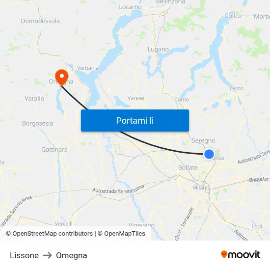 Lissone to Omegna map