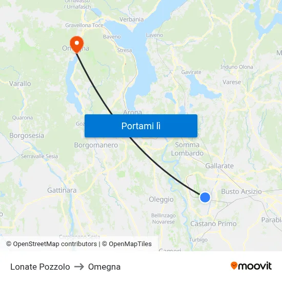 Lonate Pozzolo to Omegna map