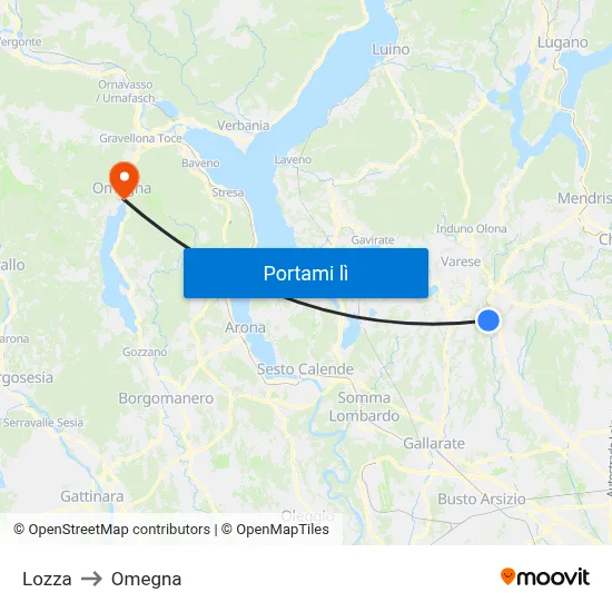 Lozza to Omegna map
