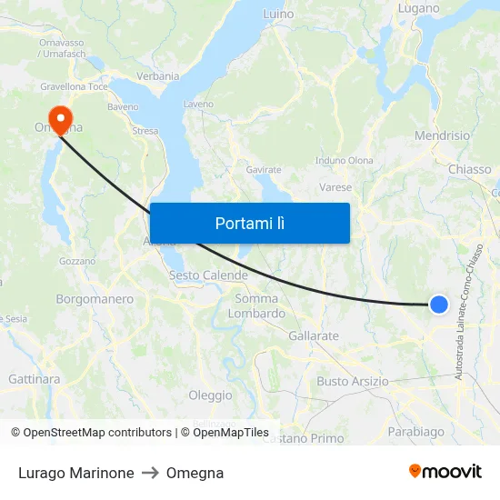 Lurago Marinone to Omegna map