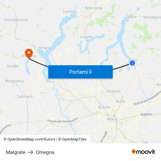 Malgrate to Omegna map