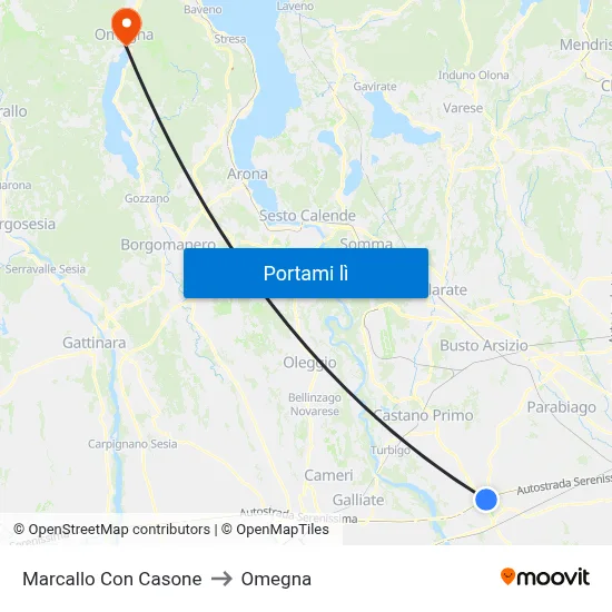 Marcallo Con Casone to Omegna map