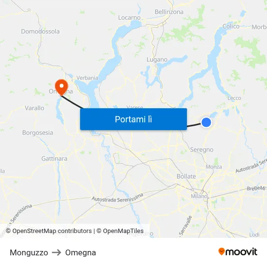 Monguzzo to Omegna map