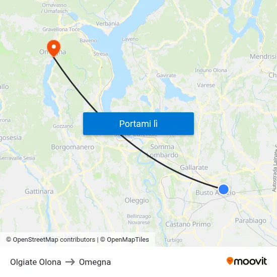 Olgiate Olona to Omegna map