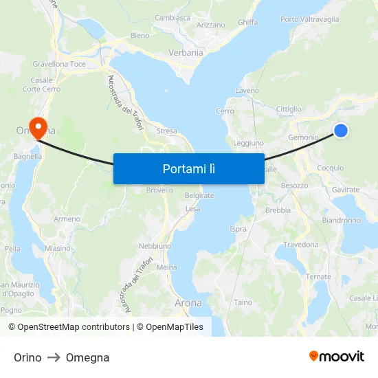Orino to Omegna map