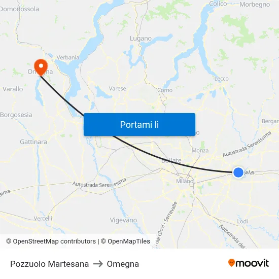 Pozzuolo Martesana to Omegna map