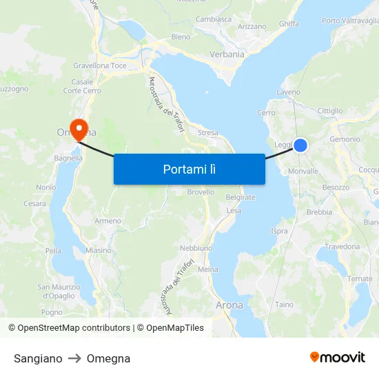 Sangiano to Omegna map